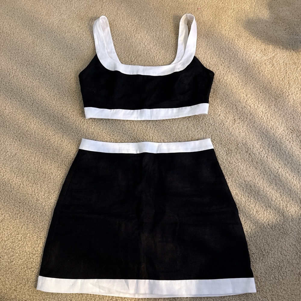Reformation Black & White Two-Piece Mini Dress Set